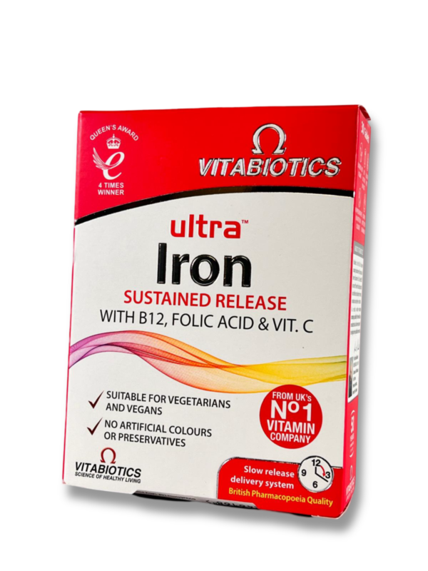 Vitabiotics Ultra Iron Sustained Release B12, Folic Acid & Vit C - 30 Tablets