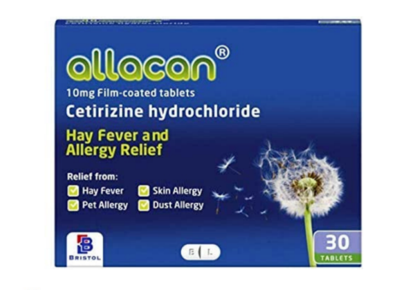 Cetirizine 10mg - 30 Tablets x 12 Packs - Hayfever Relief - Allacan-