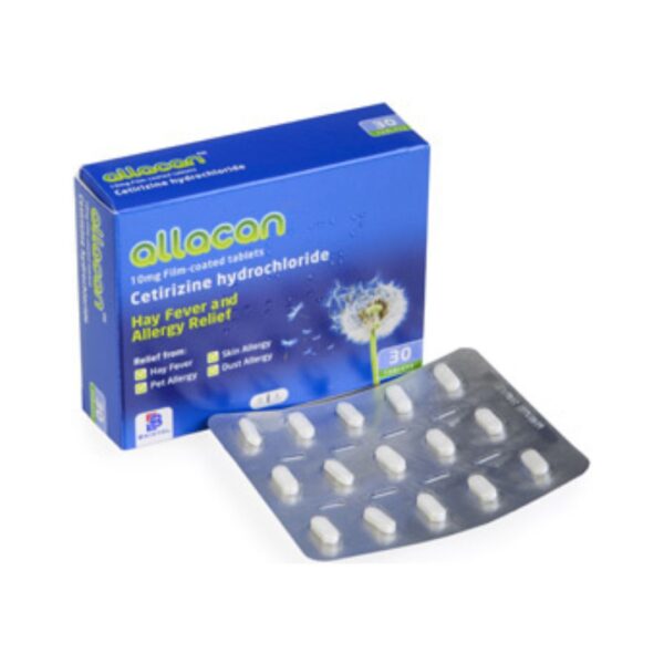 Cetirizine 10mg - 30 Tablets x 4 Packs - Hayfever Relief - Allacan-