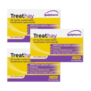 3x Treathay Hayfever Relief | 30 Tablets | Fexofenadine 120mg | ALLERGY