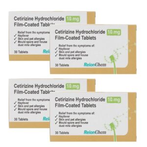 Cetirizine Hydrochloride 10mg 4 x 30 Tablets For Hayfever & Allergy  120 Tablets