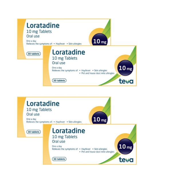 4 x30 Loratadine one a day Relief Hay fever allergy tablet (Clarityn equivalent)