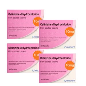 Cetirizine 10mg | For Hay fever allergic rhinitis | 4 x 30 | 120 Tablet