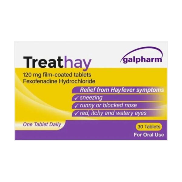 Treathay Hayfever Relief Tablets | 30 Tablets | Fexofenadine 120mg (Like Allevia)