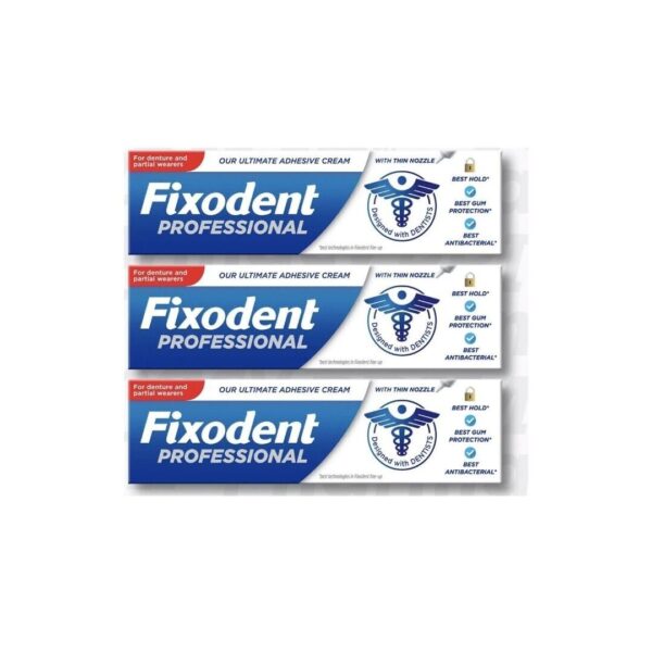 Fixodent Professional Ultimate Adhesive Cream - Denture/Partial Wearers, 40g x 3
