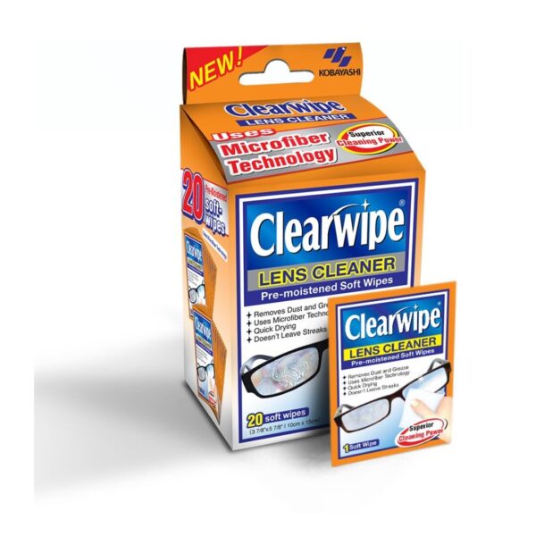 20 Clearwipe Lens Cleaner Microfibre Soft Wipes Pre Moistened Wipes