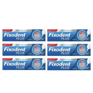 6 x Fixodent Plus Dual Premium Food Seal Denture Adhesive Cream 40g
