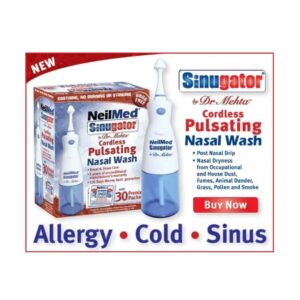 NeilMed Sinugator Cordless Pulsating Nasal Wash With 30 Premixed Packets -