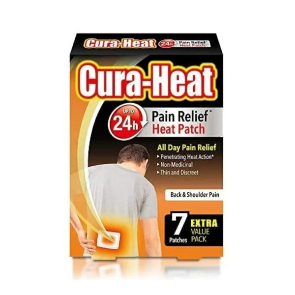 Cura Heat - Back And Shoulder Pain - 7 Patches - All Day Pain Relief -