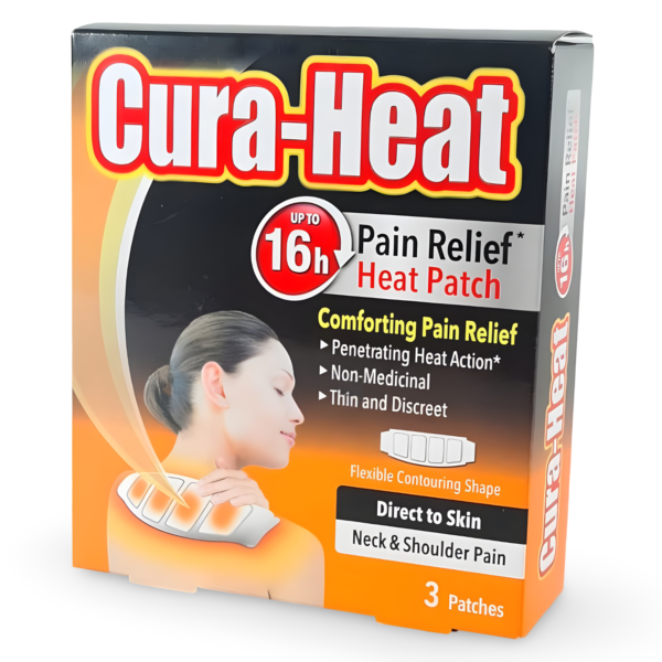 Cura Heat Pads Neck & Shoulder Heat Patches Pain Relief 3 Pack