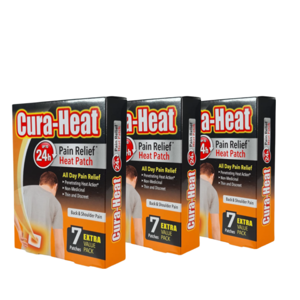 3x Cura Heat Pads Back & Shoulder - 7 Heat Patches - Warm Pain Relief