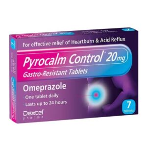 Pyrocalm Control Gasro-Resistant 20mg Tablets - Omeprazole - 7 Tablets