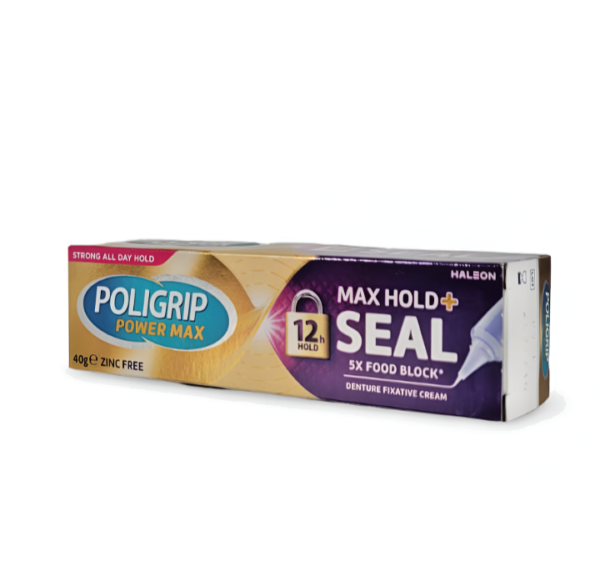 Poligrip Power Max Hold & Seal Flavour Free Denture Fixative Cream 12h Hold -40g