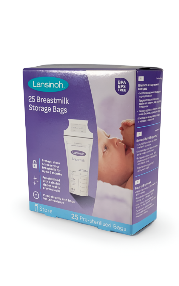 Lansinoh Breast Milk Storage Bags - 25 Pack - Fridge Freezer - 180ml