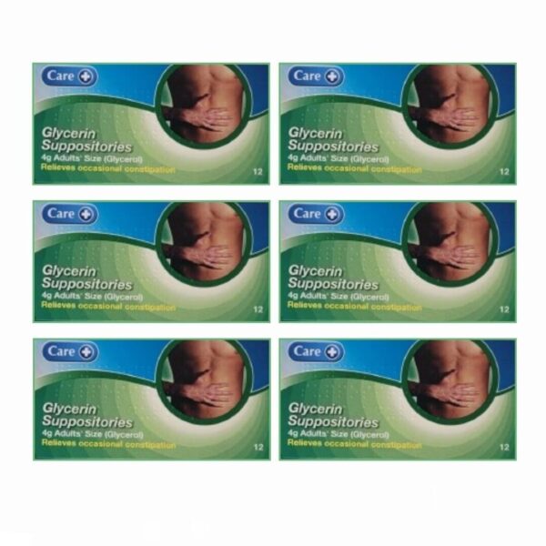 6 X Care Glycerin Suppositories 4g (12's) for Adults-