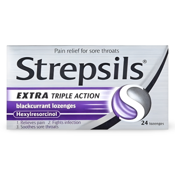 Strepsils Extra Triple Act Loz Bcurrant Pack of 24