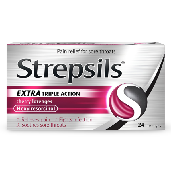 Strepsils Extra Triple Act Loz Cherry Pack of 24
