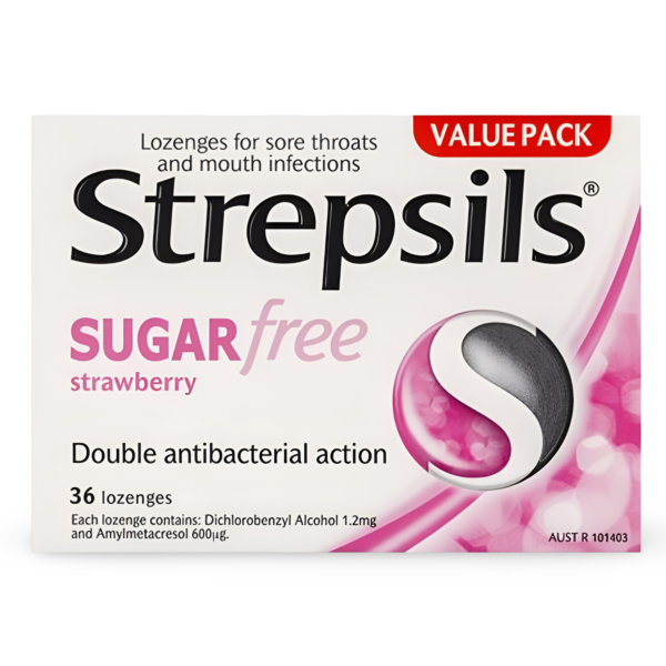 Strepsils Lozenges Sugar Free Strawberry Pack of 36