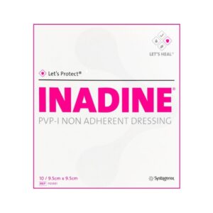 Inadine Dressings - Iodine Non-Adherent - 9.5cm x 9.5cm - Pack Of 10 Dressings -