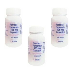 3xRemedy Healthcare - Ferrous Fumarate 305mg Iron -100 Capsules (Brand May Vary)