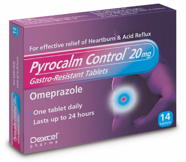 Pyrocalm Control 20mg Tablets for Heartburn & Acid Reflux (14 Tablets)