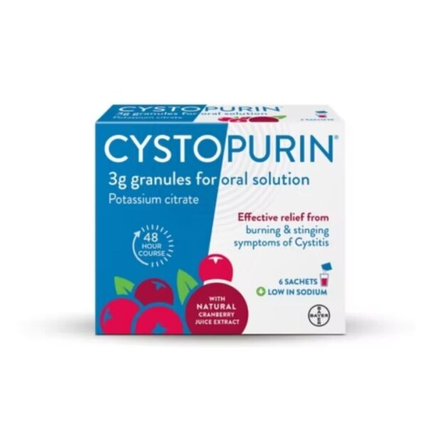 Cystopurin Cystitis Relief 6 Sachets - CRANBERRY FLAVOUR - low-sodium based