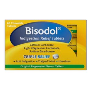 Bisodol Original Peppermint Flavour Chewable Tablets 60 Count