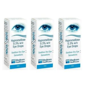 Hypromellose 0.3% Eye Drops - 10ml - Hydrates Dry Eyes - 10ml x 3 Expiry-03/25