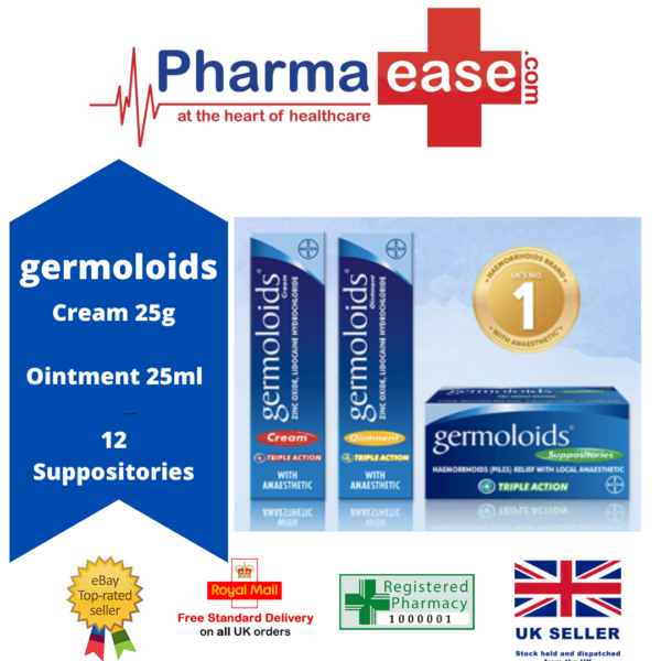 Germoloids Cream/Ointment/Suppositories - Relieves Discomfort, Itching & Pain