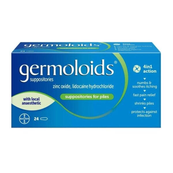 Germoloids - 24 Suppositories - Treatment For Piles And Haemorrhoids -