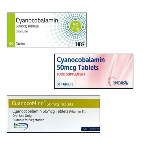 Vitamin B12 50mcg | VEGETARIAN | 50 TABLETS | CYANOBALAMIN -