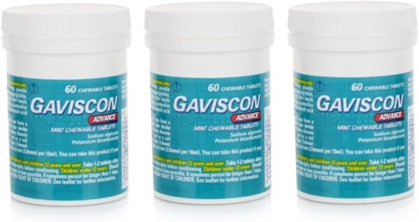 GAVISCON Advance Mint CHEWABLE Tablets 60 (Mint)- Pack 3