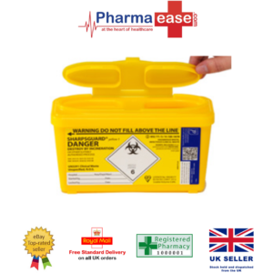 1 Litre - Sharps Bin Sharpsguard Needle Box, Medical Waste Tub Container - 1L