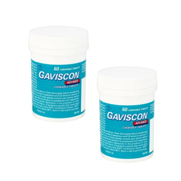 Gaviscon Advance Chewable Peppermint - 2 x 60 Tablets -