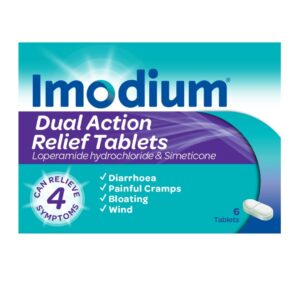 Imodium Dual Action 6 Tablets - Relief from Diarrhoea Plus Painful Cramping -