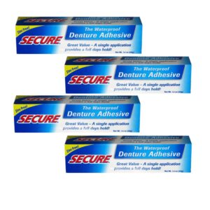 SECURE Denture Bonding Cream 40g - The Non-Water Soluble Bond - 4 Packs -
