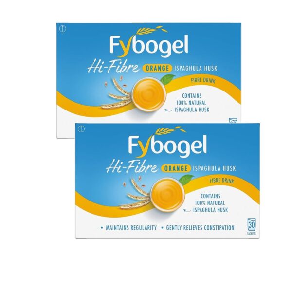 2 X Fybogel Orange Ispaghula Husk Natural Fibre Drink 30 Sachets