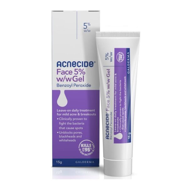 Acnecide 5% Gel Benzoyl Peroxide - 15g- Treatment For Acne & Blemishes