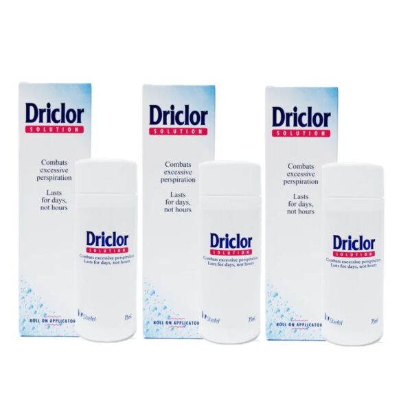 Driclor Antiperspirant Roll On Stops Sweating - 75ml Pack of 3