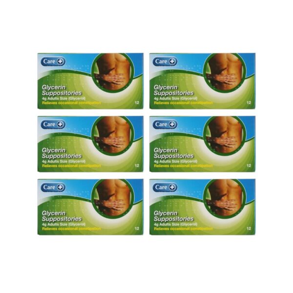 Care Glycerin Suppositories 4g Adult Constipation Relief 6 packs (6x12)