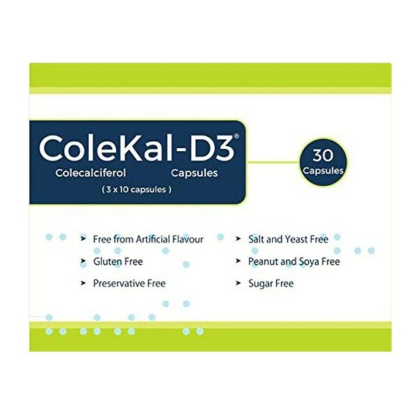 ColeKal-D3 Colecalciferol Vitamin D3 1000 IU (30 CAPSULES) SUGAR/GLUTEN FREE