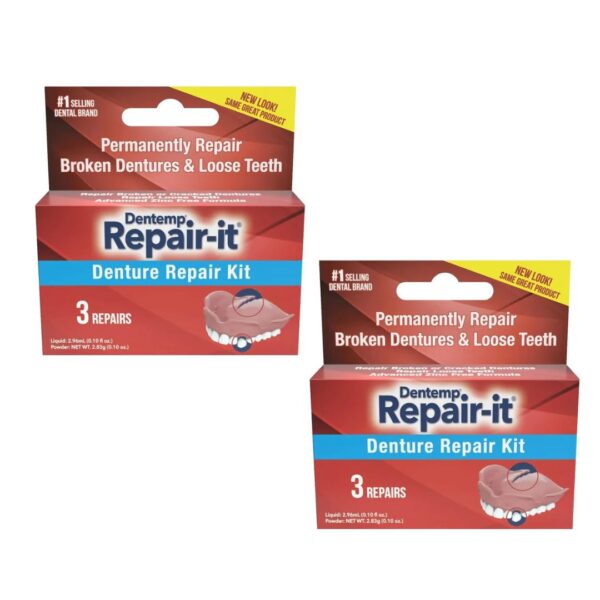 2 x Dentemp Denture Repair Emergency Denture Repair Kit (6 repairs)