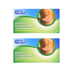 Care Glycerol/ Glycerin Suppositories 4g for Adults (2x12 Supoositories)