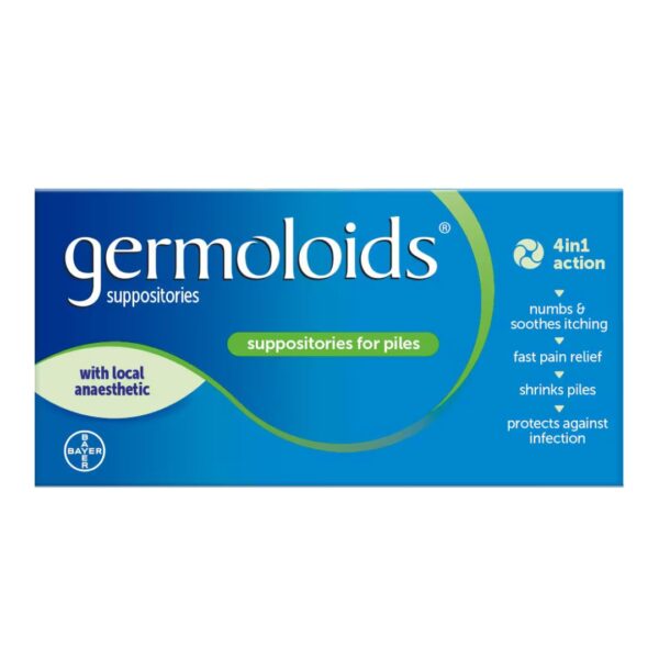 Germoloids Suppositories - Relieves Discomfort, Itching & Pain-(12 Suppositories)