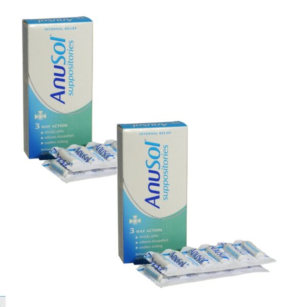 Anusol Cream/Ointment/Suppositories Shrinks, relieves discomfort Itching & pain- (Suppositories 24) 2 x 12