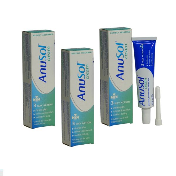 Anusol Cream | Relieves discomfort Itching & pain | Shrinks & Soothes (43g x 3)