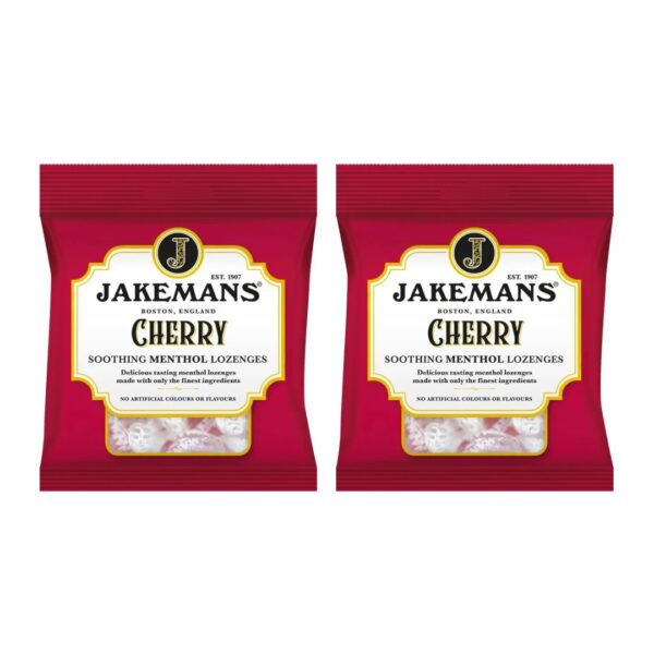 Jakemans Cherry Menthol Sweets 73g Bag - 2 Pack -