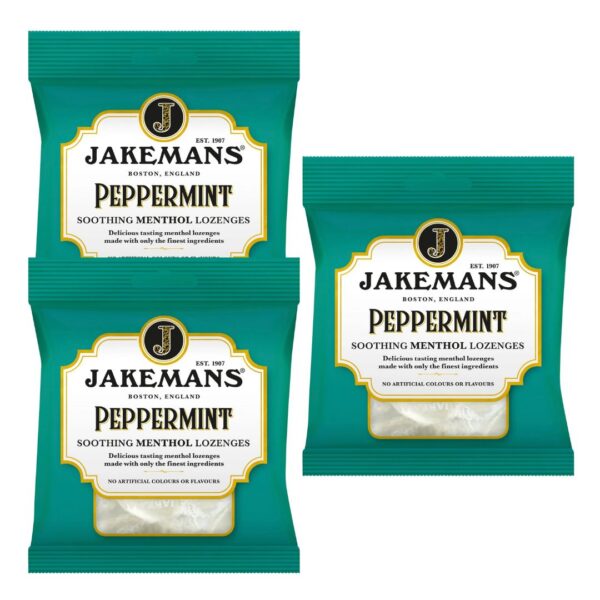 Jakemans Peppermint Sweets 73g Bag - 3 Pack -