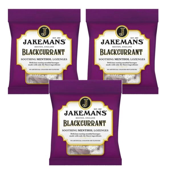Jakemans Blackcurrant Sweets 73g Bag - 3 Pack -