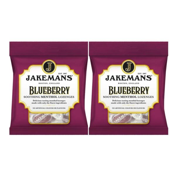 Jakemans Blueberry Menthol 73g Bag x 2 Pack -